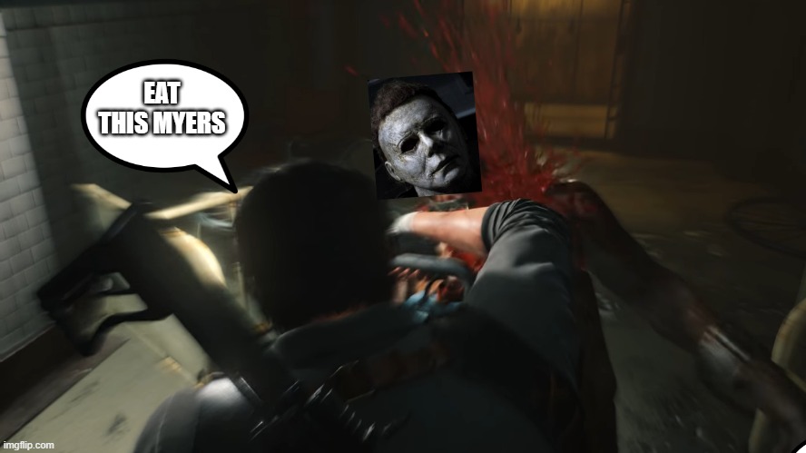 Sebastian Castellanos kill michael myers | EAT THIS MYERS | image tagged in google | made w/ Imgflip meme maker
