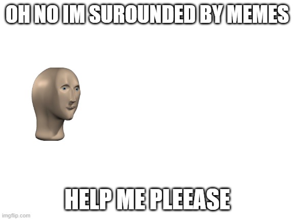 help | OH NO IM SUROUNDED BY MEMES; HELP ME PLEEASE | image tagged in blank white template | made w/ Imgflip meme maker