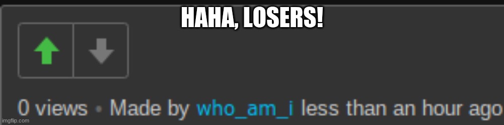 ALL OF YOU, LOSERS! | HAHA, LOSERS! | image tagged in first,losers | made w/ Imgflip meme maker
