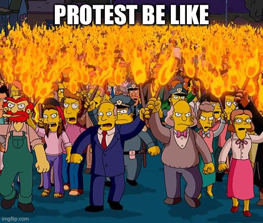 angry mob | PROTEST BE LIKE | image tagged in angry mob | made w/ Imgflip meme maker