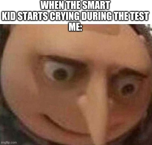 school | WHEN THE SMART KID STARTS CRYING DURING THE TEST
ME: | image tagged in gru meme | made w/ Imgflip meme maker