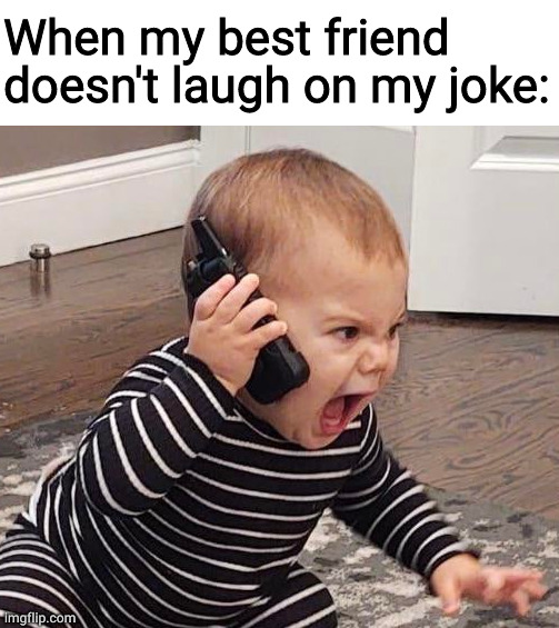 When my best friend doesn't laugh on my joke: | image tagged in memes | made w/ Imgflip meme maker