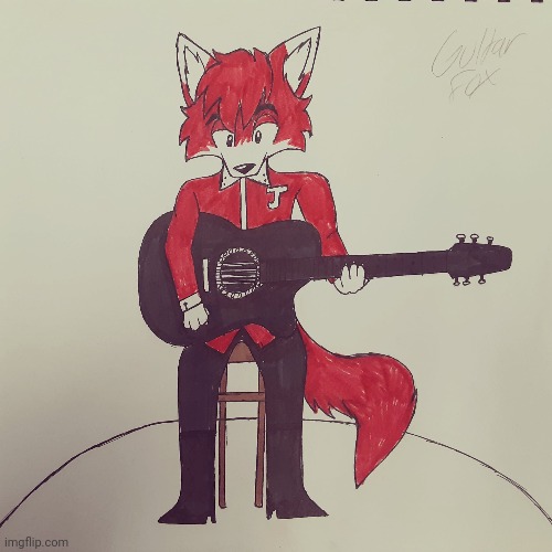 Guitar Foxo! <3 | image tagged in music,furry,fox,jerichofox,guitar | made w/ Imgflip meme maker
