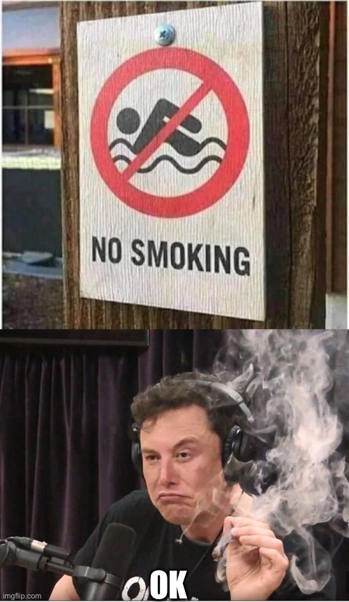 ONE JOB! | OK | image tagged in elon musk smoking a joint,funny,memes | made w/ Imgflip meme maker