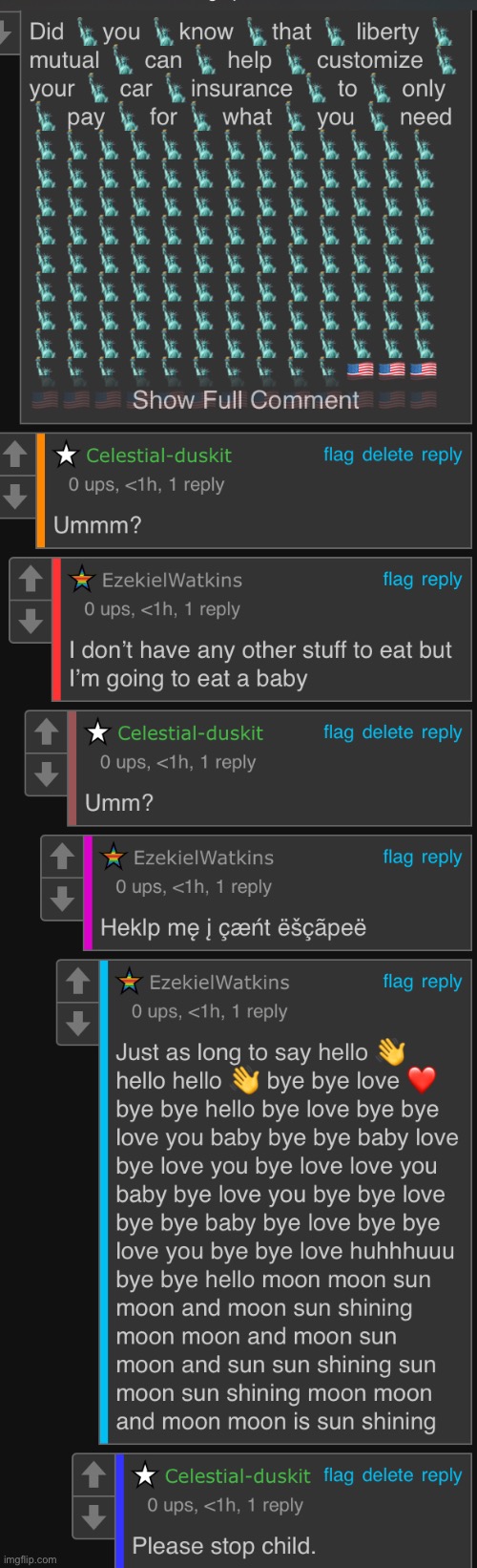 He says he can’t stop, so I blocked him.  Where does imgflip find these children? | made w/ Imgflip meme maker