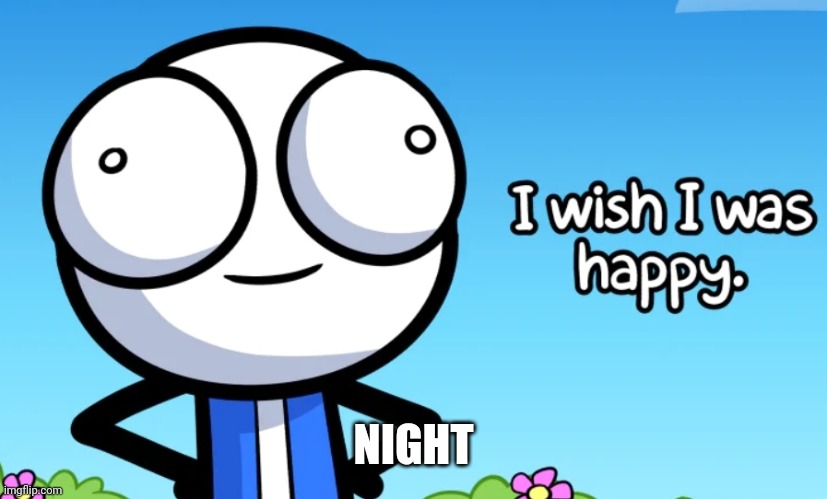 I wish I was happy | NIGHT | image tagged in i wish i was happy | made w/ Imgflip meme maker