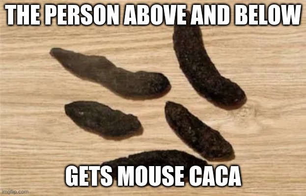 THE PERSON ABOVE AND BELOW; GETS MOUSE CACA | made w/ Imgflip meme maker