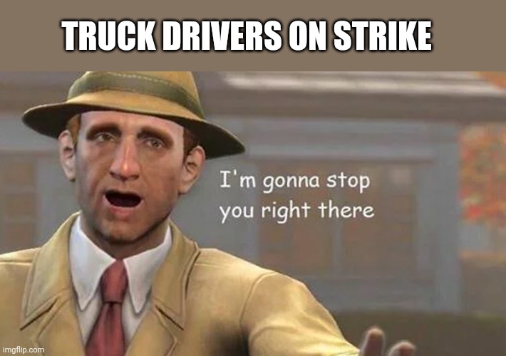 I'm gonna stop you right there | TRUCK DRIVERS ON STRIKE | image tagged in i'm gonna stop you right there | made w/ Imgflip meme maker