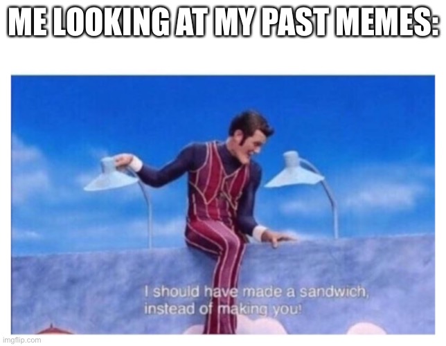 My memes | ME LOOKING AT MY PAST MEMES: | image tagged in i should have made a sandwich instead of making you,memes | made w/ Imgflip meme maker