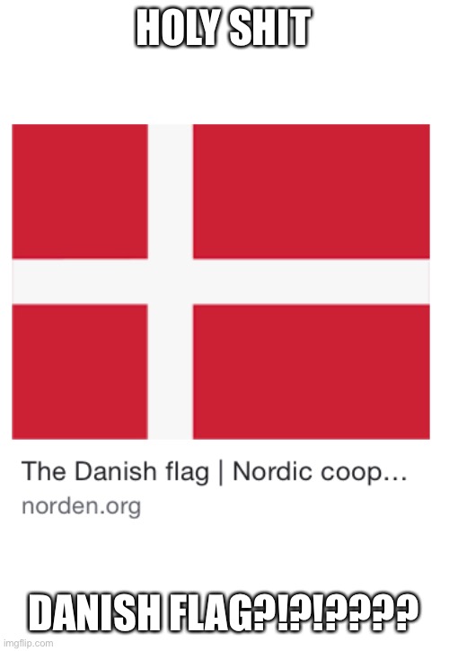 (mod note: DANISH??????) | HOLY SHIT; DANISH FLAG?!?!???? | made w/ Imgflip meme maker