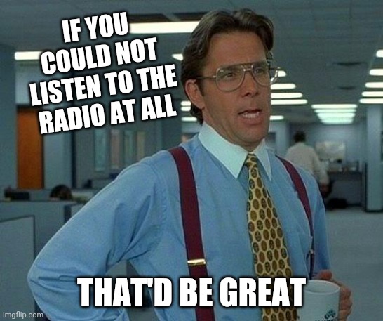 That Would Be Great Meme | IF YOU COULD NOT LISTEN TO THE RADIO AT ALL THAT'D BE GREAT | image tagged in memes,that would be great | made w/ Imgflip meme maker