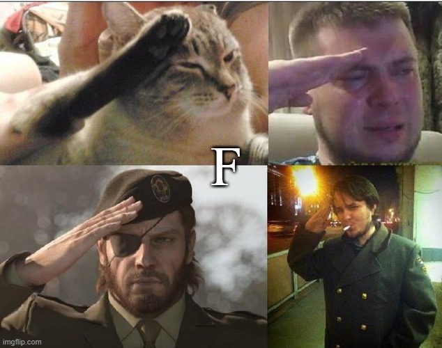 Ozon's Salute | F | image tagged in ozon's salute | made w/ Imgflip meme maker