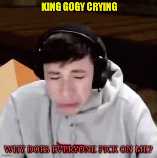 KING GOGY CRYING WHY DOES EVERYONE PICK ON ME? | made w/ Imgflip meme maker