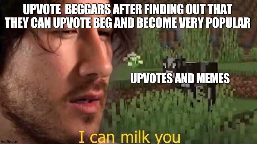 Why was everyone so dumb to do so at first and some still do? | UPVOTE  BEGGARS AFTER FINDING OUT THAT THEY CAN UPVOTE BEG AND BECOME VERY POPULAR; UPVOTES AND MEMES | image tagged in i can milk you template,upvote begging | made w/ Imgflip meme maker