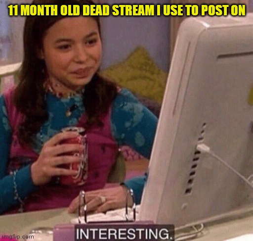 iCarly Interesting | 11 MONTH OLD DEAD STREAM I USE TO POST ON | image tagged in icarly interesting | made w/ Imgflip meme maker