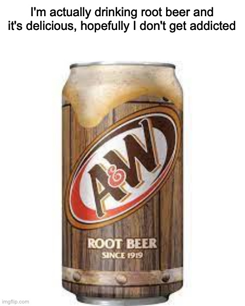 nice | I'm actually drinking root beer and it's delicious, hopefully I don't get addicted | image tagged in a w | made w/ Imgflip meme maker