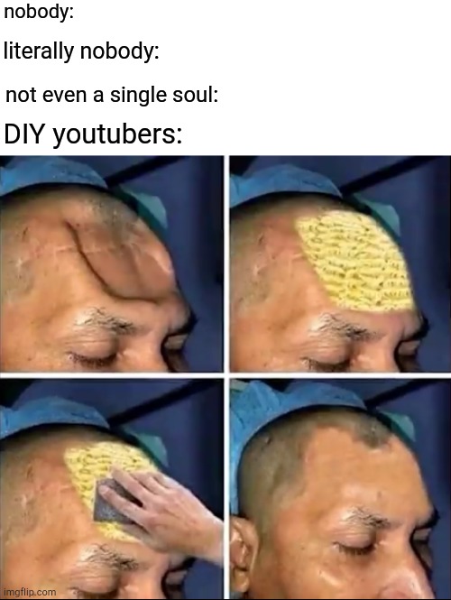 just some dry noodles and you can fix it | nobody:; literally nobody:; not even a single soul:; DIY youtubers: | image tagged in memes,diy | made w/ Imgflip meme maker