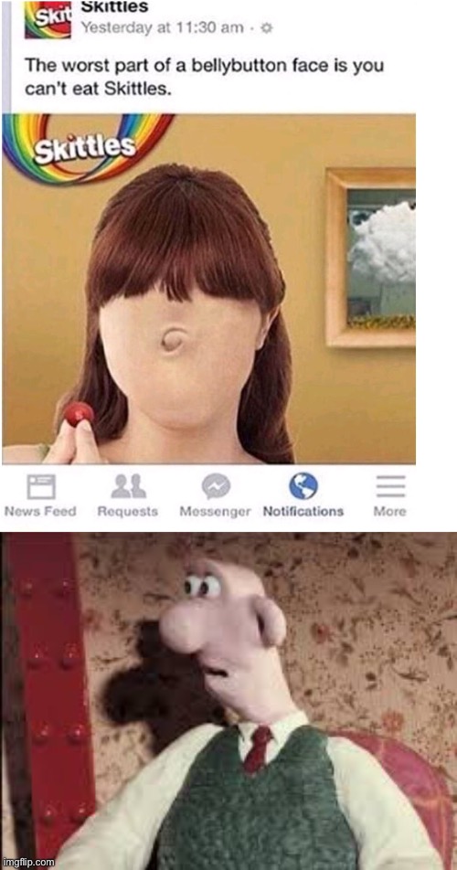 What the hell? | image tagged in surprised wallace,memes,funny,funny memes,wtf,cursed images | made w/ Imgflip meme maker