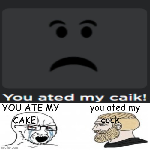 You ated my caik! | image tagged in funny,roblox,e | made w/ Imgflip meme maker