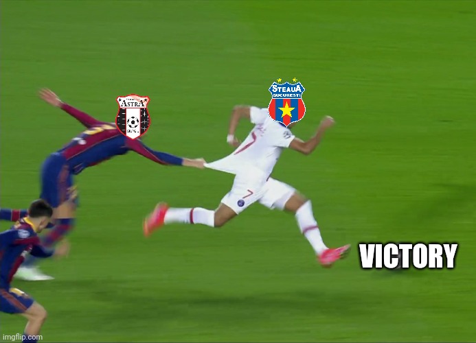 CSA Steaua 1-1 Astra Giurgiu | VICTORY | image tagged in piqu chasing mbapp,steaua,astra,liga 2,fotbal,memes | made w/ Imgflip meme maker