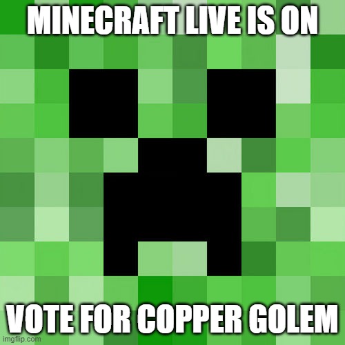 VOTE COPPER GOLEM | MINECRAFT LIVE IS ON; VOTE FOR COPPER GOLEM | image tagged in memes,scumbag minecraft | made w/ Imgflip meme maker