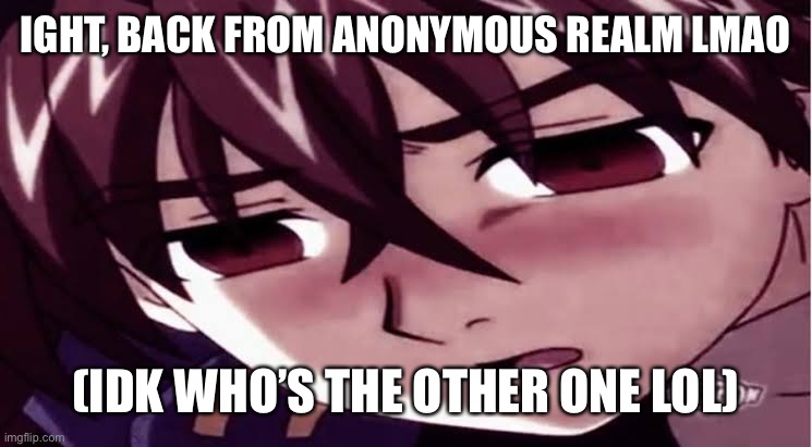 Dan you sucha sussy baka! | IGHT, BACK FROM ANONYMOUS REALM LMAO; (IDK WHO’S THE OTHER ONE LOL) | image tagged in dan you sucha sussy baka | made w/ Imgflip meme maker