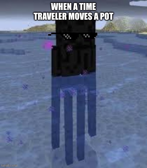 Cursed Enderman | WHEN A TIME TRAVELER MOVES A POT | image tagged in cursed enderman | made w/ Imgflip meme maker