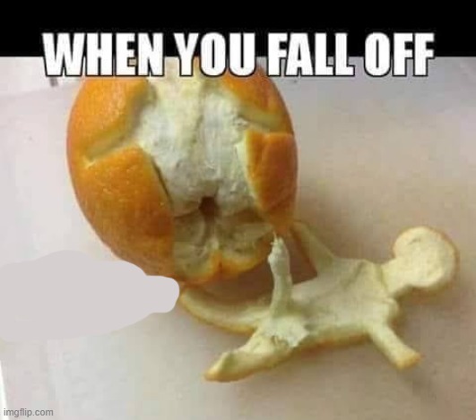 when you fall off | image tagged in orange,navel | made w/ Imgflip meme maker