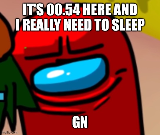 Sus mogus | IT’S 00.54 HERE AND I REALLY NEED TO SLEEP; GN | image tagged in sus mogus | made w/ Imgflip meme maker