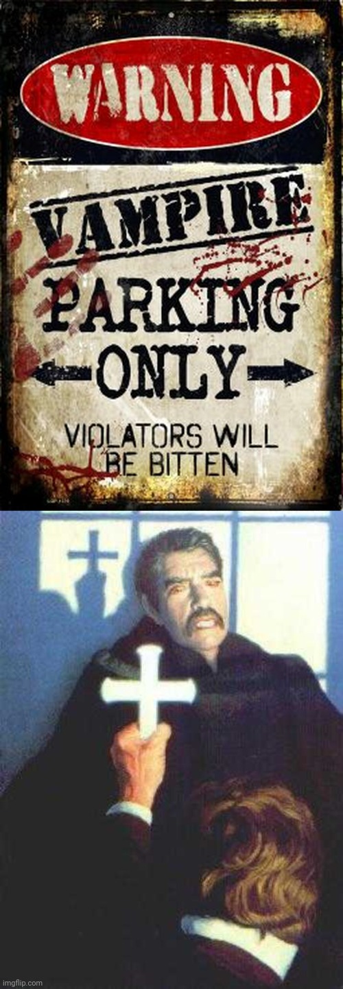 Not on my watch | image tagged in vampire scared of cross,vampires,vampire,funny signs,memes,meme | made w/ Imgflip meme maker