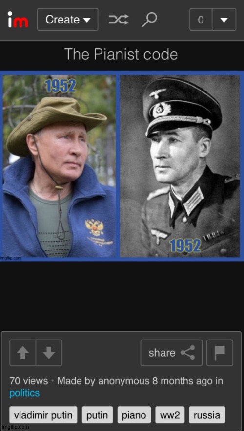 Another 1952 code repost from The Pianist | image tagged in vladimir putin,wwii,nazis,united nations,holocaust,poland | made w/ Imgflip meme maker