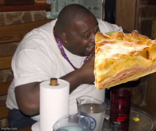 Fat guy eating tart | image tagged in fat guy eating burger | made w/ Imgflip meme maker