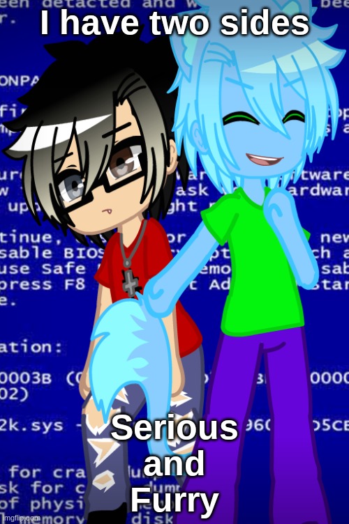 I have two sides; Serious
and
Furry | made w/ Imgflip meme maker