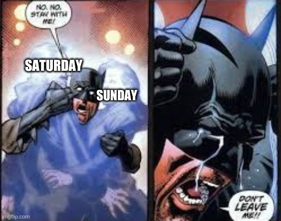 No no stay with me |  SATURDAY; SUNDAY | image tagged in no no stay with me | made w/ Imgflip meme maker