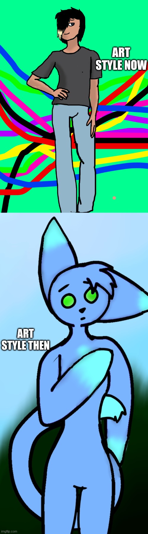 ART STYLE NOW; ART STYLE THEN | image tagged in spire human,m8 wha- | made w/ Imgflip meme maker