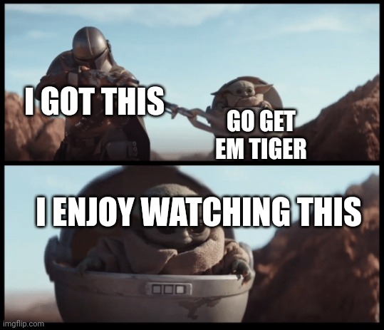 Baby Yoda | I GOT THIS; GO GET EM TIGER; I ENJOY WATCHING THIS | image tagged in baby yoda | made w/ Imgflip meme maker