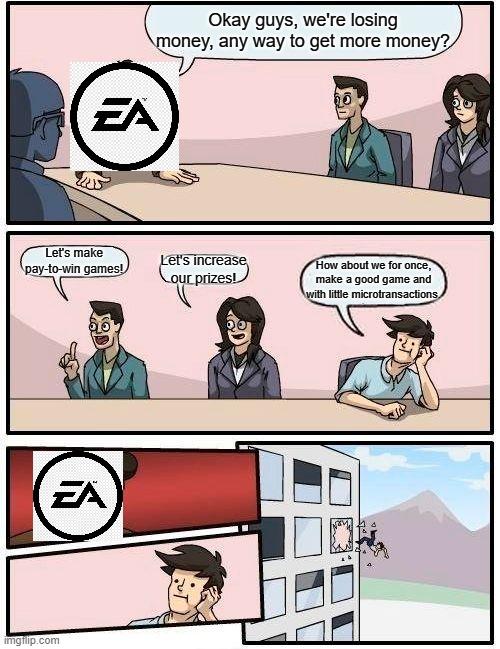 Ea when a game they published without microtransactions wins Goty. - 9GAG