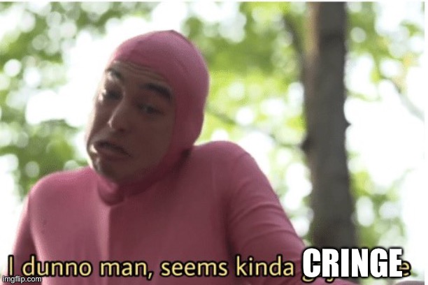 I dunno man seems kinda gay to me | CRINGE | image tagged in i dunno man seems kinda gay to me | made w/ Imgflip meme maker