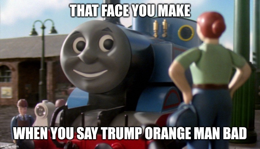 That face you make when | THAT FACE YOU MAKE; WHEN YOU SAY TRUMP ORANGE MAN BAD | image tagged in that face you make when | made w/ Imgflip meme maker