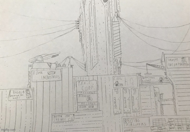 Sketch of a Combine-ruled city | image tagged in drawings | made w/ Imgflip meme maker