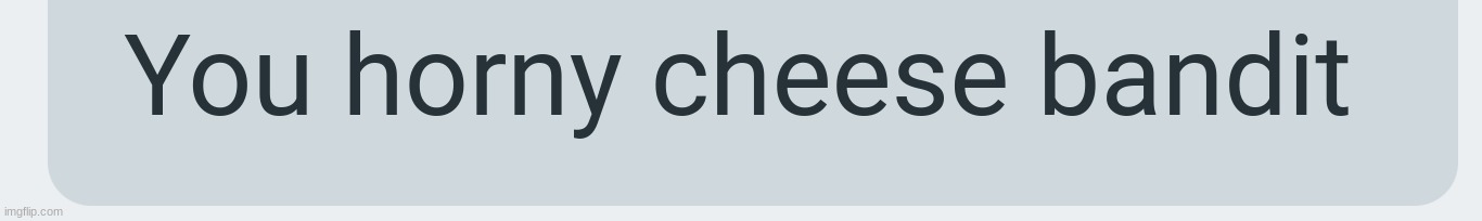 You horny cheese bandit | image tagged in you horny cheese bandit | made w/ Imgflip meme maker