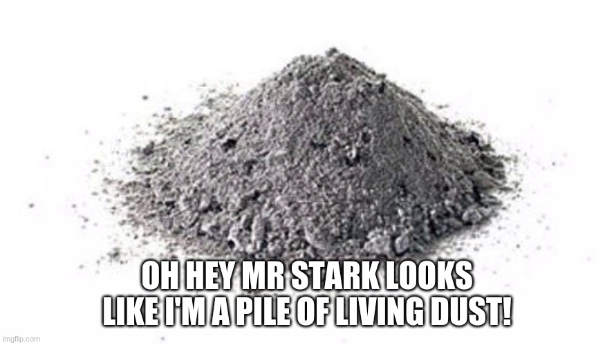 OH HEY MR STARK LOOKS LIKE I'M A PILE OF LIVING DUST! | made w/ Imgflip meme maker