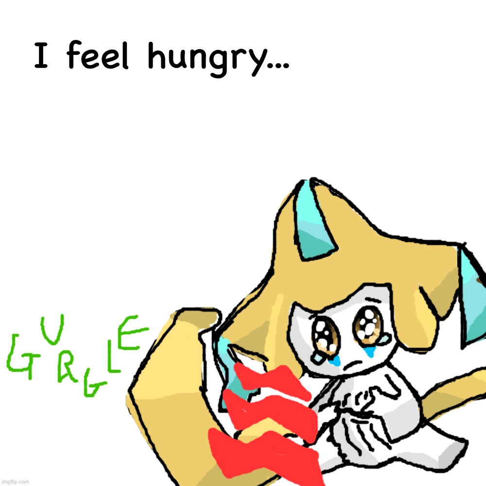 Jirachi's tummy rumble |  I feel hungry... | image tagged in memes,blank transparent square | made w/ Imgflip meme maker