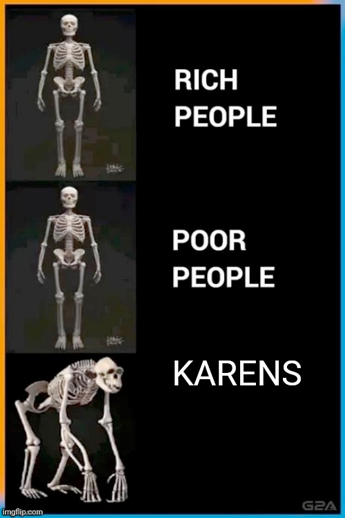 Skaren | KARENS | image tagged in abnormal human skeleton | made w/ Imgflip meme maker