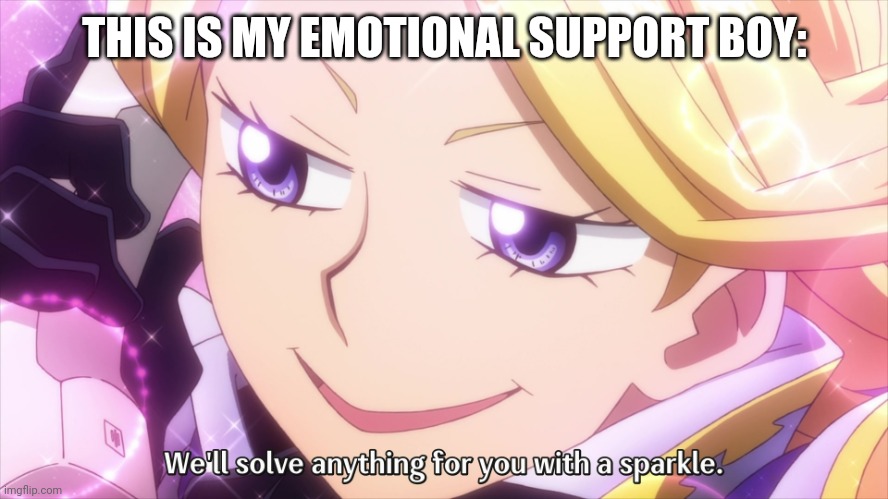 Aoyama We'll solve anything for you with a sparkle | THIS IS MY EMOTIONAL SUPPORT BOY: | image tagged in aoyama we'll solve anything for you with a sparkle | made w/ Imgflip meme maker