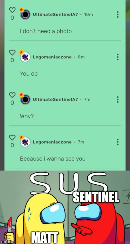 Sus | SENTINEL; MATT | image tagged in sus | made w/ Imgflip meme maker