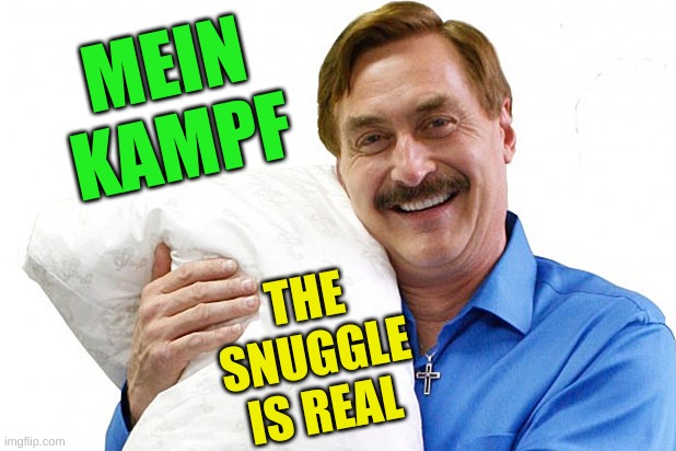 My Pillow | MEIN
KAMPF THE
SNUGGLE
IS REAL | image tagged in my pillow | made w/ Imgflip meme maker