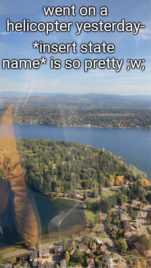 Gidhodoyodoydylwyk | went on a helicopter yesterday-; *insert state name* is so pretty ;w; | made w/ Imgflip meme maker