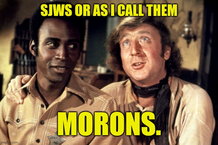 Blazing Saddles Morons | SJWS OR AS I CALL THEM MORONS. | image tagged in blazing saddles morons | made w/ Imgflip meme maker