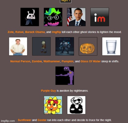 Night 1 | made w/ Imgflip meme maker